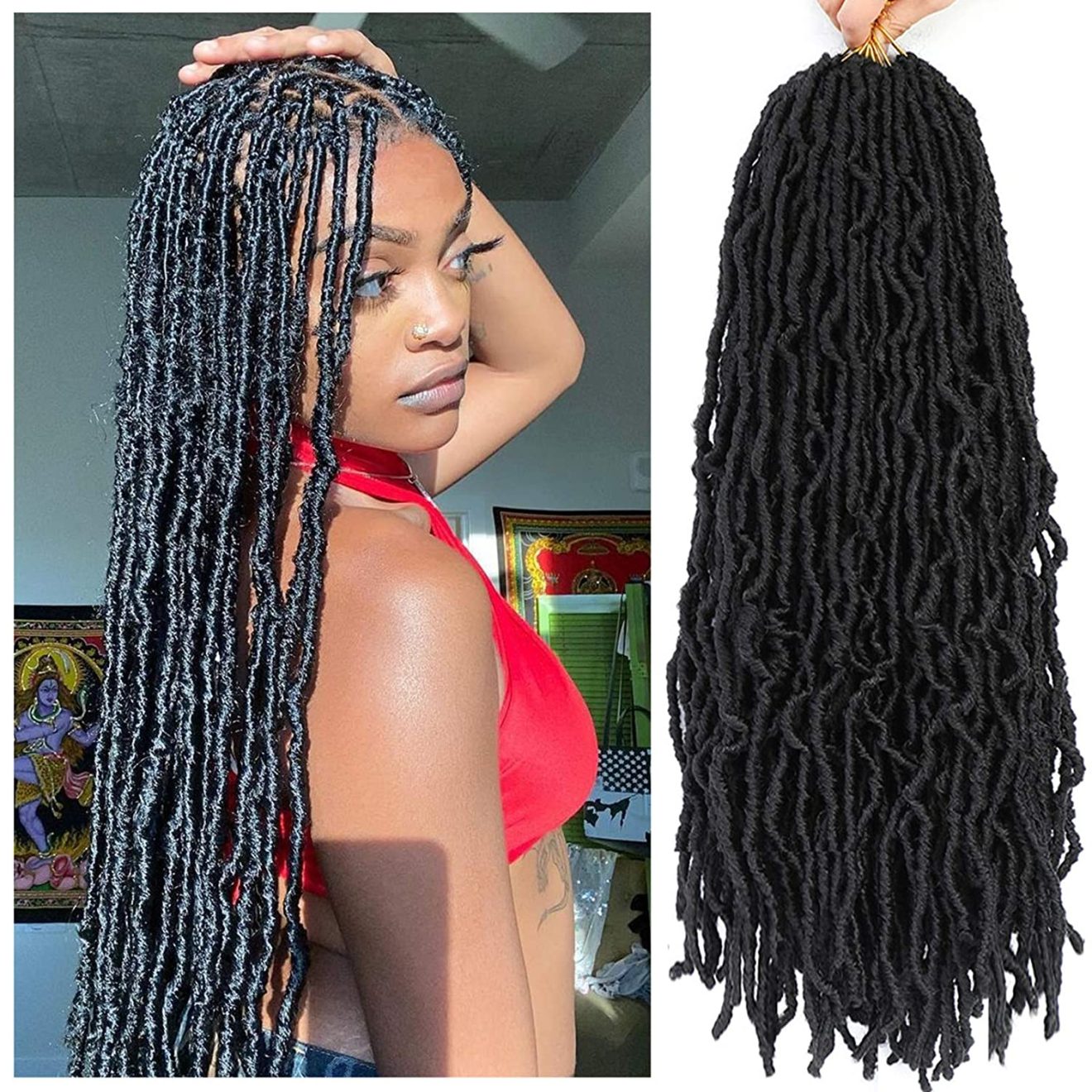 Inch Packs Natural Black New Faux Locs For Butterfly Style Faux