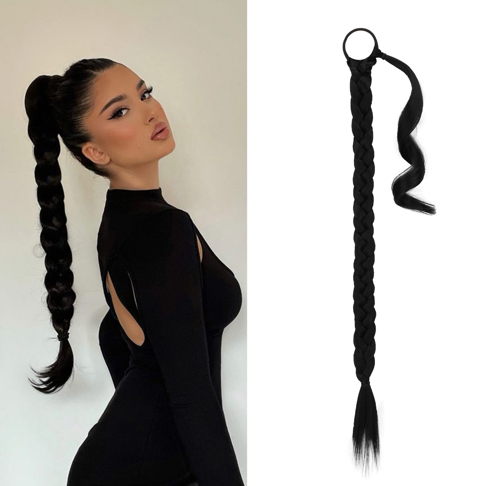 Braided Ponytail Hair Extension With Hair Tie Elastic Band Hair Accessories  US