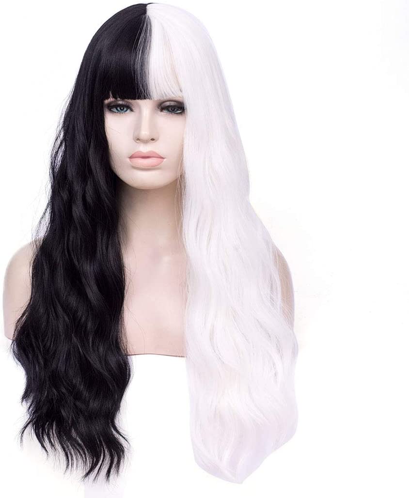 Half Black Half White Wig Cosplay Party Blogger Celebrity Makeup ...