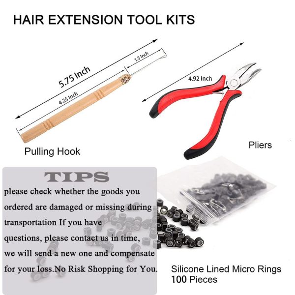 Hair Extensions Tools Kit 500 Pcs Micro Ring Beads 1 Hair Extension Plier 1  Hook Needle 1 Pulling Loop for Fairy Hair Tinsel Strands Professional Hair