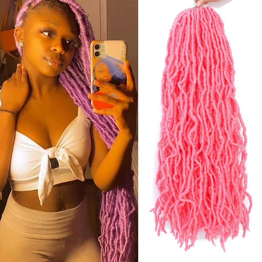 Soft Locs Crochet Hair 18 Inch 6 Packs(21 Strands/pack) Pink Faux Locs Pre  Looped Braids Butterfly Locs Synthetic Crochet Hair Dreadlocks Hair  Extensions For Black Women (18 Inch Pink)