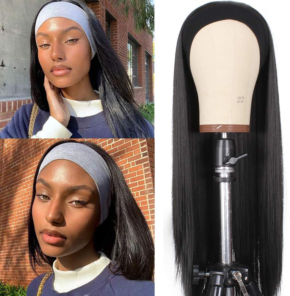 Easy Wear Highlight Colour Headband Wig Band Wig Hair Wigs Human Hair Wigs  Cheap Head Band Wig for Black Women Women Wigs for Women 