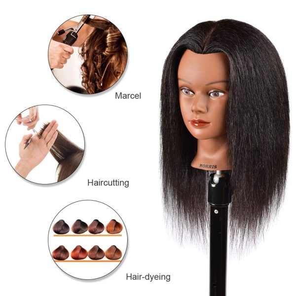 LOHXINHAIR Real 100% Human Hair Mannequin Head with Stand for Hairdresser Practice Braiding Styling Cosmetology Manikin Doll Training Head