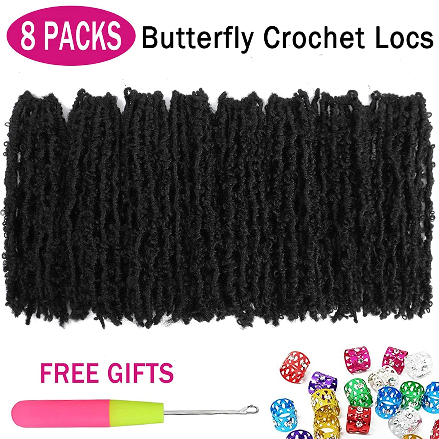 Butterfly Locs Crochet Hair 12inch 8packs Pre Looped Distressed Faux Locs  Crochet Hair Butterfly Faux Locs Crochet Hair Short Bob Twist Braids  Hair(12inch(pack of 8), T30) 12 Inch(pack of 8) T30