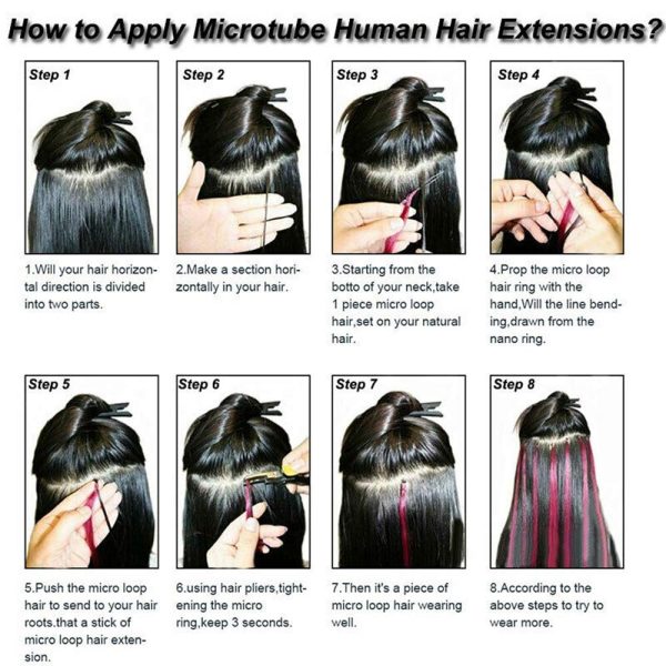 Micro links Hair Extensions Kit 1000PCS Micro Silicone Lined Rings