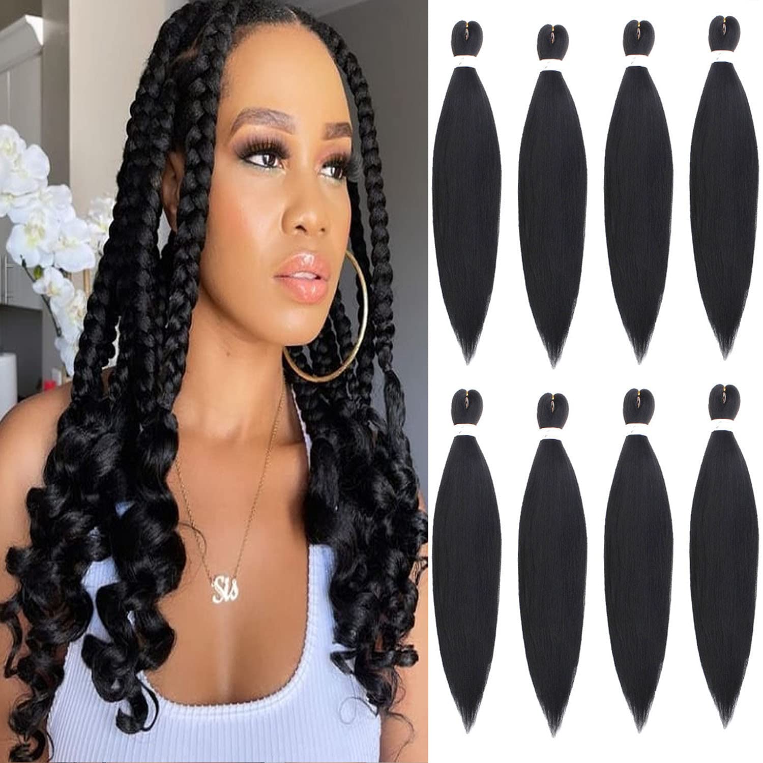 Braiding Hair Pre Stretched Extensions 26 Inch 8 Packs Long Prestretched  Crochet Braids Hair Hot Water Setting(1B/99J)