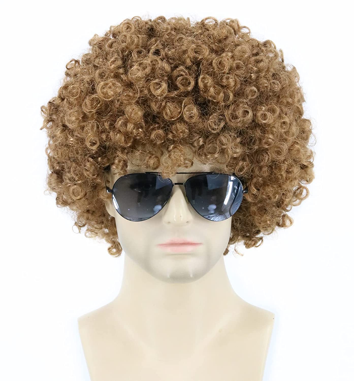 Unisex Afro Wig 70s Funky Hippie Wig Short Curly Men s Wig Light