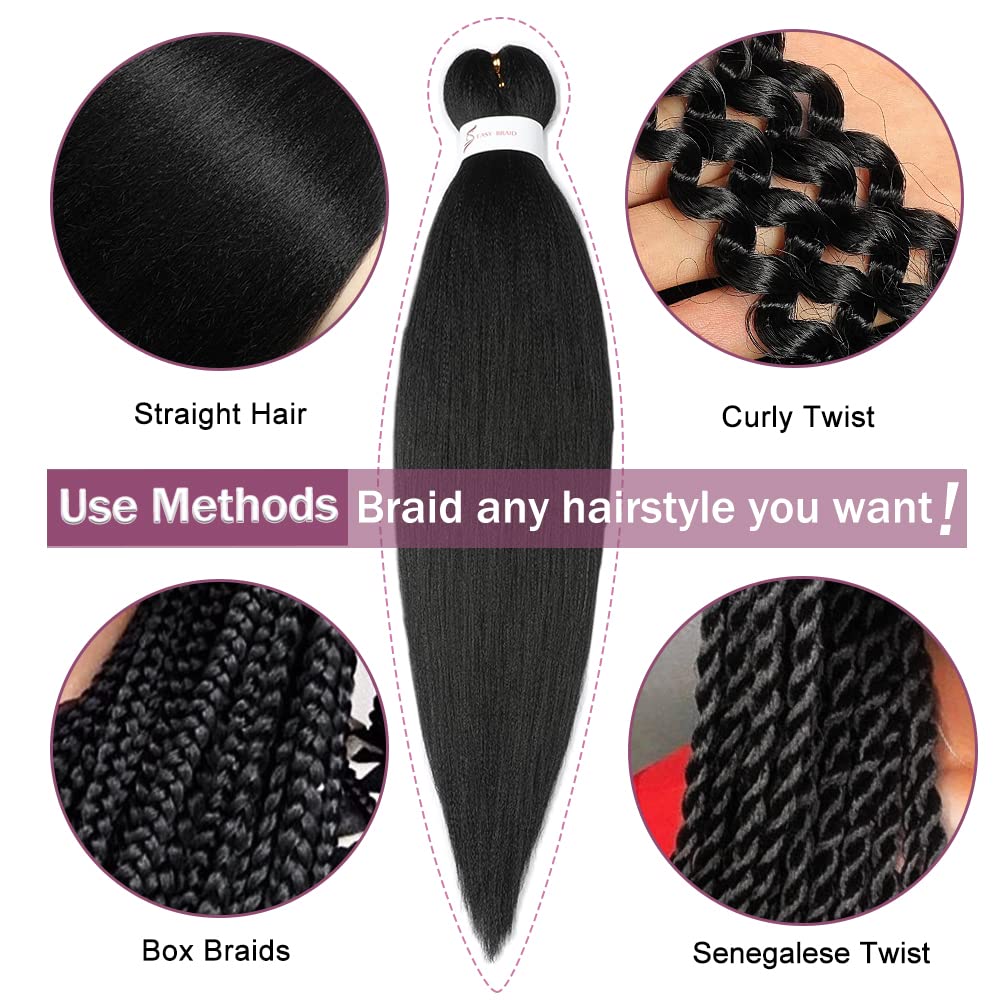 Easy Braid Pre Stretched Braiding Hair 14 Inch 3packs Black Hair ...