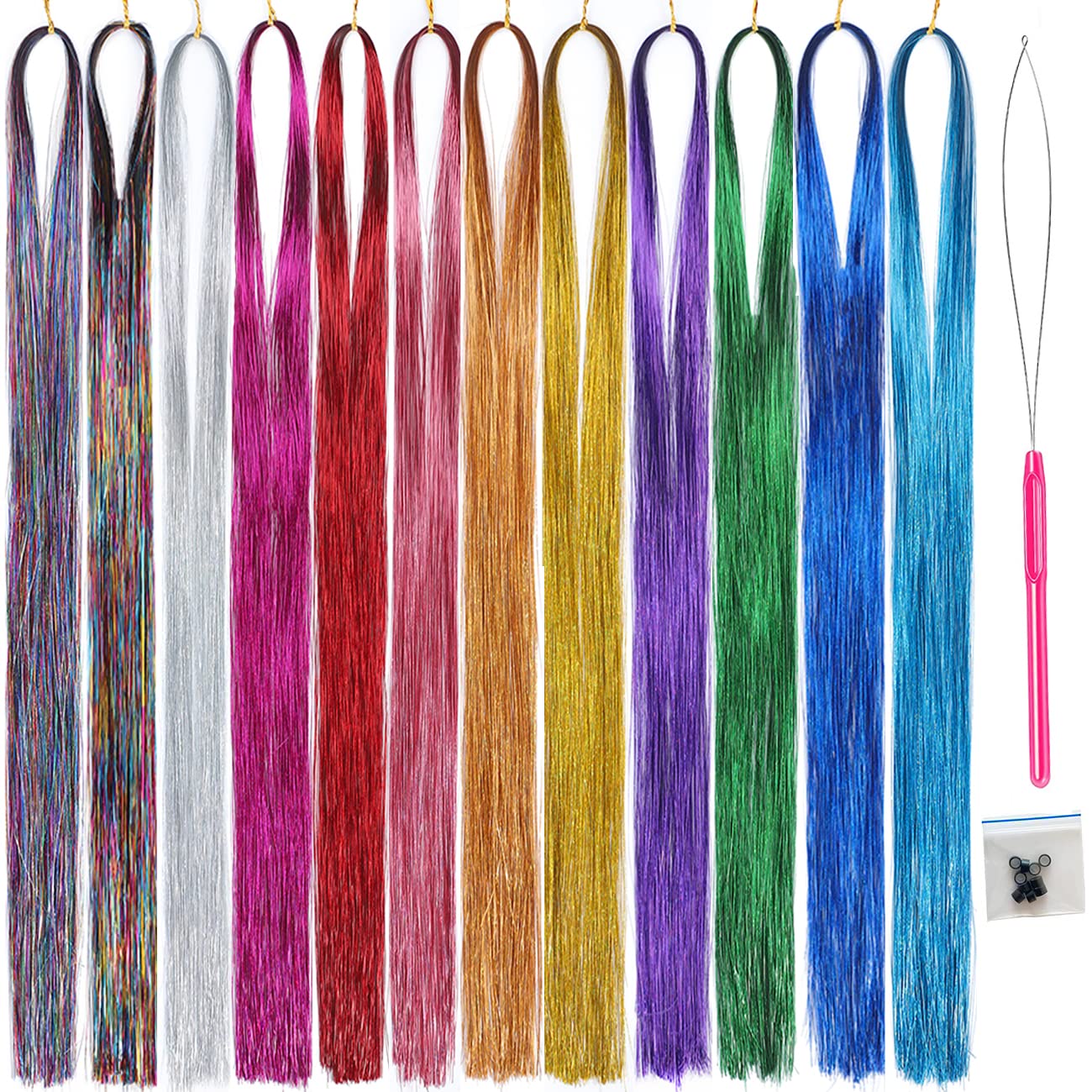  Hair Tinsel Strands Kit, Tinsel Hair Extensions