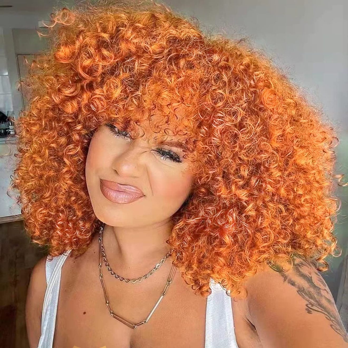 Afro Wig Womens Curly Ginger Red Wigs For Women Natural Synthetic Hair Kinky Curly Wig With