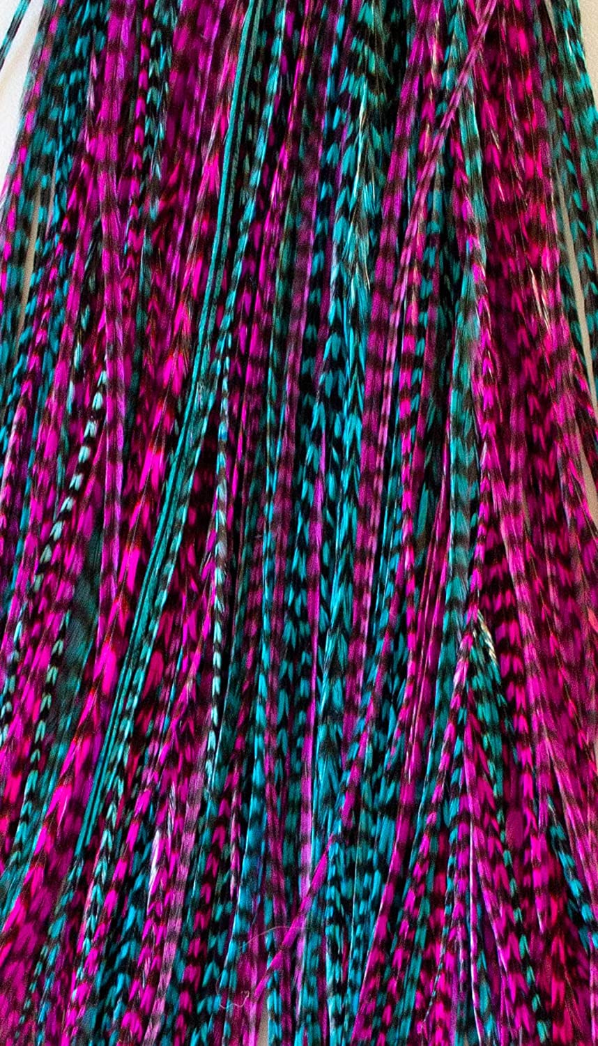 100 XXL Berry Coloured Hair Feathers - 9-15 inches