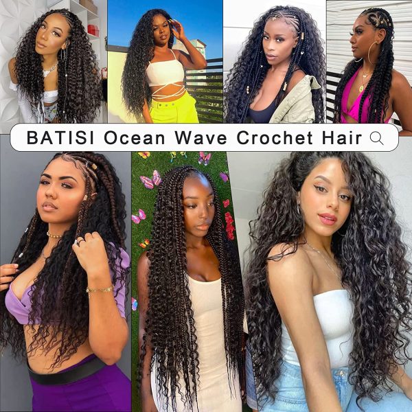 Ocean Wave Crochet Hair 18 Inch, #1b Black Deep Wave Braiding Hair