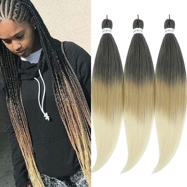 Blonde Ombre Braiding Hair Pre Stretched 27 Honey Blonde Prestretched ...