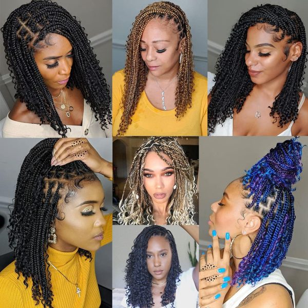 14 Inch Synthetic Messy Passion Boho Hippie Box Braids with Curly